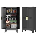 GAIOUS 47.2'' Tall Metal Garage Storage Cabinet,File Cabinet with Door and Adjustable Shelves, Outdoor Steel Tool Cabinet for Home,Office,Warehouse,Garage,Balck