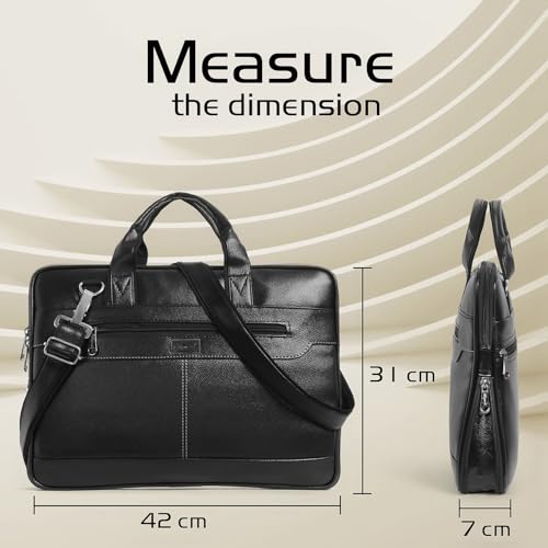 Image of Bagneeds 14 Inch Laptop Office Bag for Men & Women | Premium Synthetic Leather Business Briefcase | Padded Compartment | Adjustable Shoulder Strap