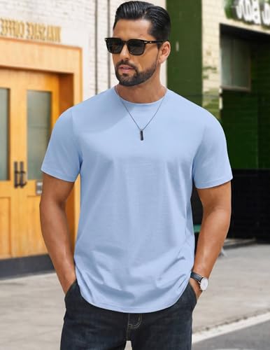 Image of COOFANDY Mens T-Shirts 100% Cotton Crewneck Short Sleeve Tees Casual Plain Shirts
