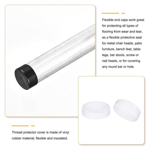 Image of uxcell 2pcs Rubber End Caps 300mm (11 13 /16 Inch) ID x 80mm(3 1 /8 Inch) H Vinyl Round Tube Bolt Cap Cover Screw Thread Protectors Clear