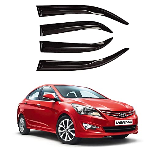 Oshotto Car Rain Wind Door Visor Side Window Deflector Compatible with Hyundai Verna FLUIDIC (Set of 4), Black