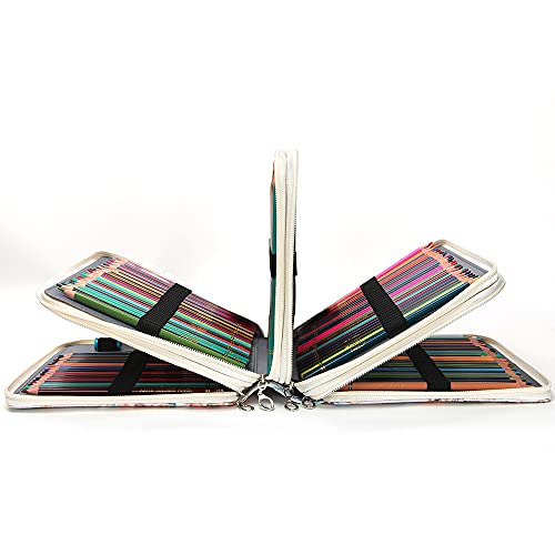 Image of Vomgomfom Colored- 200 Slots Pencil Holder with Zipper Closure Twill Fabric Large Capacity Pencil Case for Watercolor Pens or Markers, Organizer for Artist (Gray Rose)