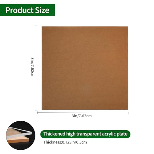 Image of Lesnlok 8 Pieces 3 x 3 Acrylic Sheet1 /8 Thick 3mm Plexiglass Sheet,for Sign,Craft,Photo Frame, DIY Display Projects (8, 3 x 3 x 1 /8)