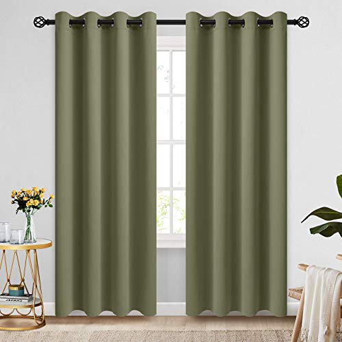 Image of COSVIYA Grommet Room Darkening Sage Curtains 84 inch Long for Bedroom | Light Blocking Insulated Thermal Curtains for Living Room, Blackout Thick Polyester Window Drapes,52x84 inches, 2 Panels