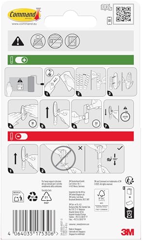 Command Removable Adhesive Strips, Pack of 8 Medium Adhesive Strips, White - Damage Free Hanging - No Tools Required