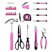 DOWELL 40 Pcs Home Tool Kit General Household Hand Pink Tool Set with Plastic Toolbox Storage Case for Home, Mini Tool kit for Women