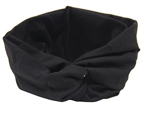 Cdet Diadema aro elástico Cruzado de la Venda del Pelo para Mujer,Negro