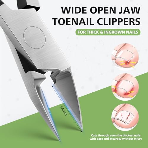 BALUCA Toenail Clippers Straight Blade for Thick Toenails and Ingrown Nails, Professional Stainless Steel Fingernail Toenail Clippers Trimmers for Seniors, Men and Adult - Sliver