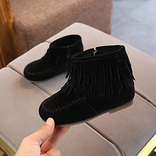 Baby Kids Fashion Girls Winter Ankle Boots Solid Leather Water Proof Zip Up Boots Flat Fringe Tassel Snow Boots4