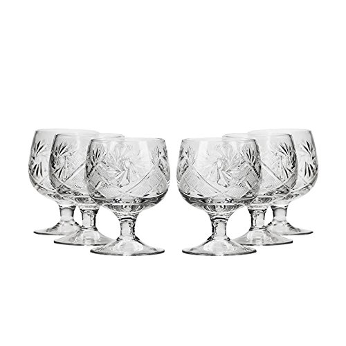Neman WG5290, 1.5-Oz Hand Made Vintage Russian Crystal Shot Glasses, Vodka shots on a Stem, Set of 6