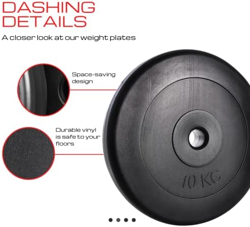 A2Z SPORT 2.5kg / 5kg / 10kg Weight Plates Set - 1 Inch Weight Plates Vinyl Weights Discs - Dumbbell Plates for Home Gym Training - Barbell Plates Bumper Plates for Weightlifting (2 Pack / 4 Pack)