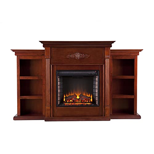 Sei Furniture Tennyson Electric Bookcases Fireplace, Mahogany #TOP11
