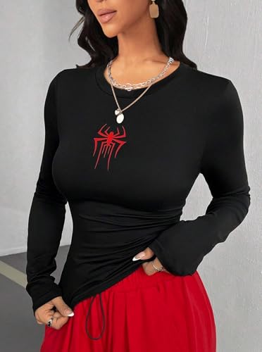 LovelyWholesale Women Graphic Long Sleeve Tops Sexy Crewneck Tees Y2K Shirts3