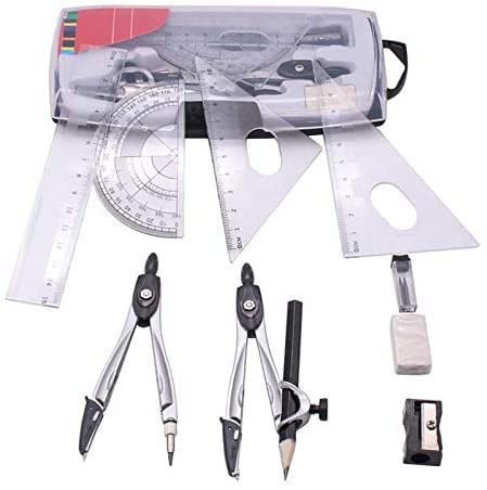 Mathematik-Kompass, Geometrie-Set, Kunststoff, Metall, Geometrie-Winkelmesser, Zeichnen, Schule, Radiergummi, Kompass-Set, Mathematik-Radiergummi, Lineal für Studenten (10-teiliges Set) zum Zeichnen