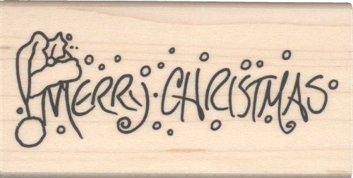 Stamps by Impression Merry Christmas Rubber Stamp ST 0985-1.5" x 3" Block