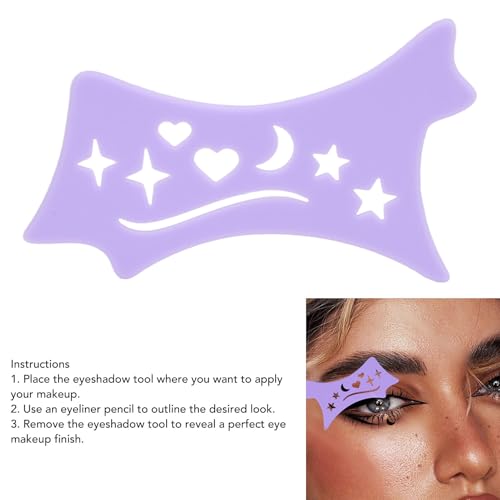ZJchao Eyeshadow Stencil, Eyeshadow Template Silicone Shaping Tools Cutout Star Moon Heart Pattern Eye Shadow Applicator Makeup Tool Silicone Makeup Applicator for Beauty Accessories (Purple) image 3