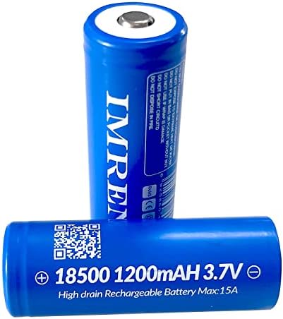 IMREN 18500 Rechargeable li-ion Battery 3.7V 1200mAh with Button Top (4PCS)