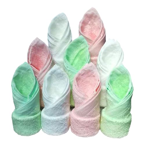 Image of Feibi Baby Washcloths 9 Pack - Natural Soft Face Towels, Wipes, Burp Cloths - Absorbent Baby Wash Cloth for Newborn, Infants &Toddlers Essentials, Baby Registry as Shower-10'' x10'', Multicolor