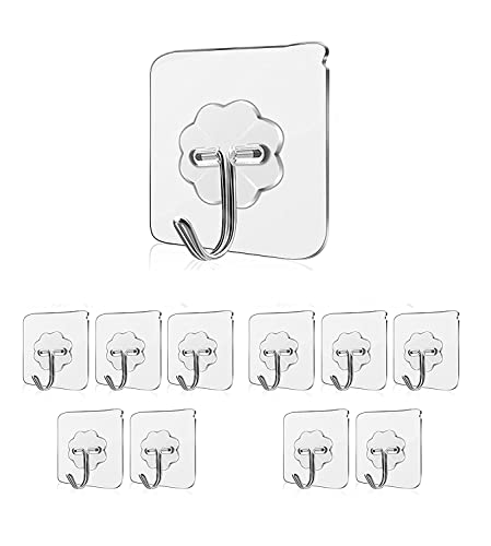 Image of NVF Hooks for Wall,Pack Adhesive Hooks for Wall Heavy Duty, self Adhesive Hook, Wall hangings, Kitchen Accessories Items, Clothes Hanging, Sticky Photo Frame Hangers, Strong Hanger (10)