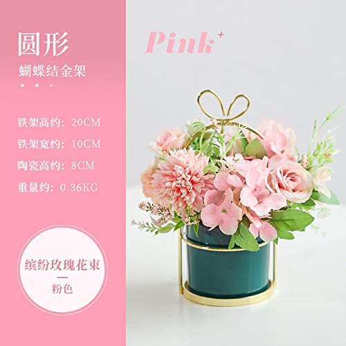 JIEXI Imitation Fleur Nordique Fleur Plante Fleur d'intérieur Faux Fleur Salon décoration Bouquet en céramique en Pot Maison Table Basse Table à Manger décoration Florale Cover