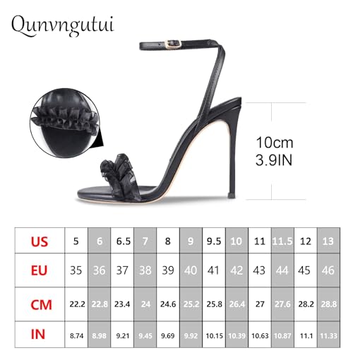 Image of Women's 3.9IN High Heel Sandals Open Toe Strappy Slingback with Lace Flower Detail - Stiletto Heel Summer Dress Shoes for Wedding /Party