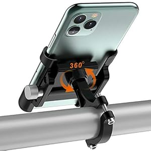 Fiets Telefoon Mount Universele Verstelbare Motorfiets Telefoon Mount, Aluminium Fiets Telefoon Houder 360 ° Rotatie Cyclus Stuur Mount Mobiele Telefoon Houder Voor Mountainbike Racefiets Elektrische Scooter (Zwart)