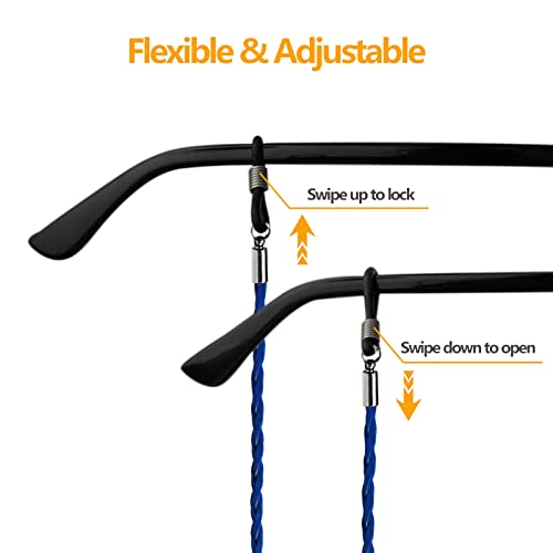 Bilione Eyeglass Straps, 6Pcs Premium Leather Textured Braided Sunglass Necklace Chains, Eyewear Retainer For Men And Women, Glass Cord Lanyard Around Neck For Kids #TOP3