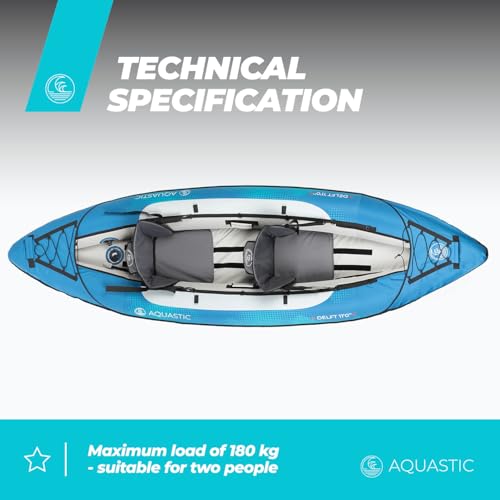 Kayak gonflable 2 places AQUASTIC anti-crevaison avec housse