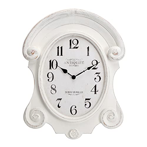 Nikky Home Large Farmhouse Wooden Wall Clock, 21" H X 16" W, Battery Operated Silent Non Ticking Whitewash Rustic Wood Clock For Kitchen, Living Room, Bedroom, Office #TOP18
