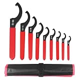 QWORK Universal Spanner Wrench, 9 Pcs 22-110mm Coilover Spanner Wrench Set Motorcycle Shock Wrench with Roll-Up Pouch