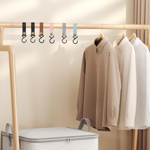 VARKAGE 15 Stück Haken für Kleiderstange, S-förmige Camping Haken 16 x 2 cm, Kunststoff und PU-Leder, Multifunktionshaken für Garderobe, Mantel, Küche, Bad