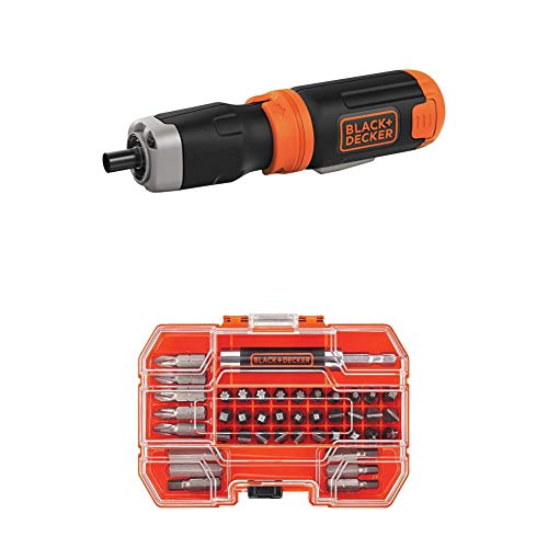 BLACK+DECKER Cordless Screwdriver, Alkaline with Screwdriver Bit Set, 42-Piece (BCF601AA & BDA42SD)
