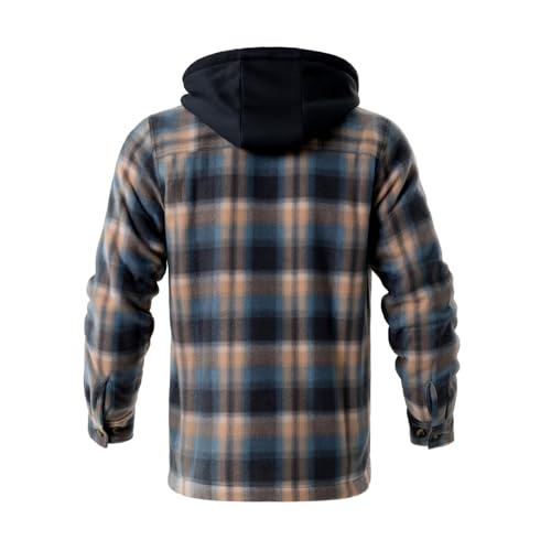 Image of LeeHanTon Mens Flannel Jackets Sherpa Lined Fleece Zip Up Winter Warm Workout Plaid Sweatshirt with Hood