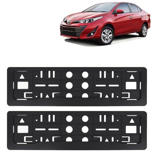 Image of KINGSWAY Yaris Car Number Plate Frames for All 2018 to 2021 Models of Toyota Car Registration Plate Holders, Black Licence Plate Covers (Front and Rear), Universal Size 51.5 x 14.5 cm