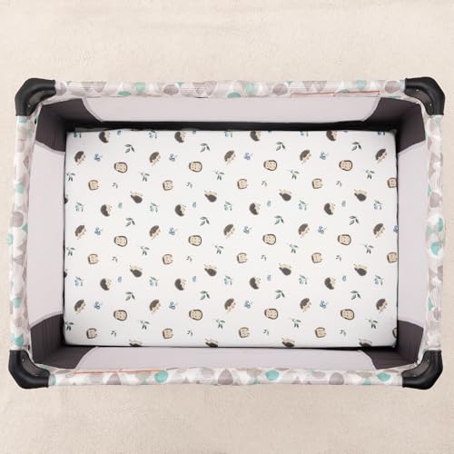 Image of PHF 3 Pack Soft Mini Crib Sheets, Leaf&Mushroom Pack N Play Sheets for Baby Boys Girls, No Slip Universal Fit for Pack N Play, Playard, Portable and Mini Crib Mattresses,Leaf&Mushroom