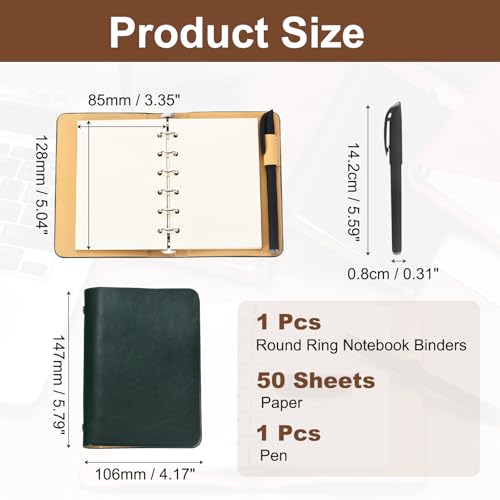 Carpeta de 6 anillas A7 organizador personal de cuero con papel recargable PATIKIL 2