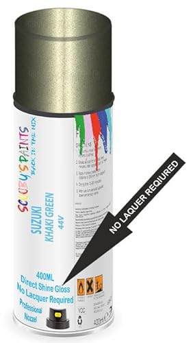 SCOOBYS PAINTS BACK IN THE MIX Direct Gloss Aerosol Spray Paint For Suzuki Khaki Green Code: 44V No Lacquer Required