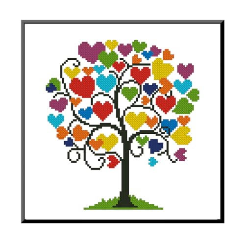 Zhenqing Heart Tree Cross Stitch Kit (11.8x11.8 Inch)