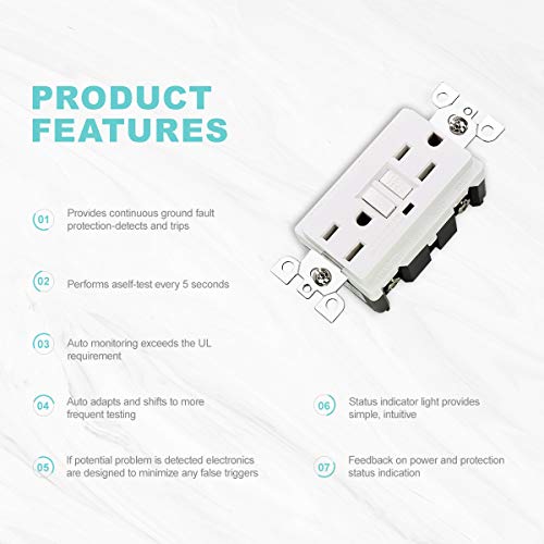 Micmi Gfci Outlet Wr Tr 15A Self Testing Weather Resistant Tamper Resistant Receptacle Ground Fault Circuit Interrupter #TOP2