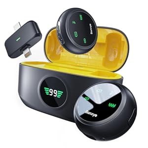 Wireless Lavalier Microphone for iPhone Android, 2in1 Magnetic & Clamp Lapel, Banxye Ultra-light 1 Click Noise Cancelling Studio Sound, Lapel Mic for Video Recording, Streaming, Youtube, Tiktok, Beige