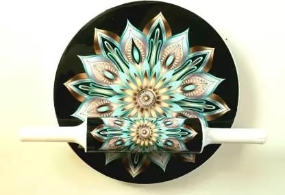 Samyuktha Printed Metal Design Sun Flower Marble Printed Chakla 10 Inch Dia with Belan Rolling Pin & Board (Black, Pack of 1)