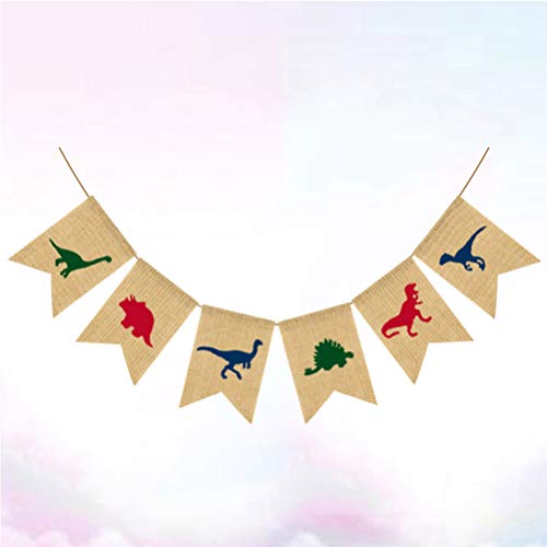 Amosfun Dinossauros Bandeja Desenho Desenho Desenho Anabela Estopa Garland Bandeira Pendurável Placa
