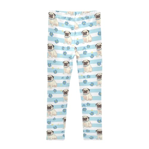 Wusikd Cartoon Pugs Girls' Leggings Toddler Doodles Cute Kids Yoga Pants Dance Active Tights 4T2