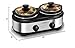Sunvivi Dual Pot Slow Cooker, 2 Pot Small Mini Crock Buffet Server and Warmer, Upgraded Oval Ceramic Double Pot Buffet Food Warmer Adjustable Temp Glass Lid, Total 2.5 Quarts