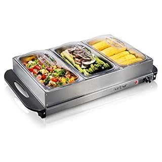 Nutrichef Professional Stainless Steel Buffet Warmer Server with 3 Trays