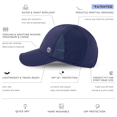 Image of TOP-EX ChicPony UPF 50+ Cooling High Ponytail Baseball Cap for Women | Cool-touch wicking band, hidden 4 in slot fits high /low ponytails; 2.3 oz, packable, airy, quick-dry, adjustable for sports