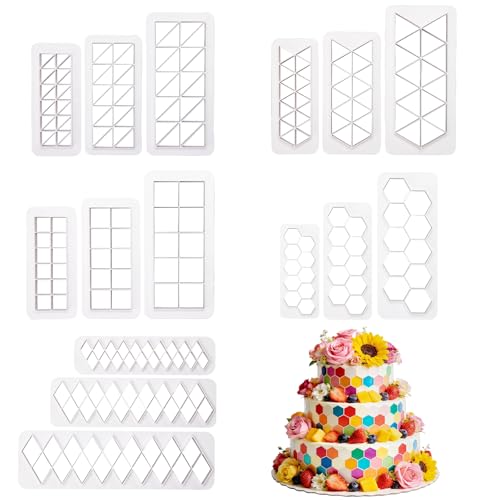 Emporte-pièce Géométriques Carrés Multi-cutter Géométrique Triangle Emporte-pièces pour Décoration de Gâteaux 3 Tailles 15 Pièces