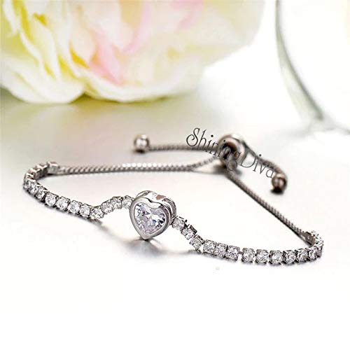 Image of Shining Diva Fashion Full Crystal Charm Stylish Gold Plated Charm Bracelet for Women