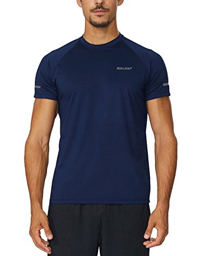 Baleaf Mens Shirt, Quick Dry T-Shirt Running Workout, A004-Navy, Large, Short Sleeve #TOP6