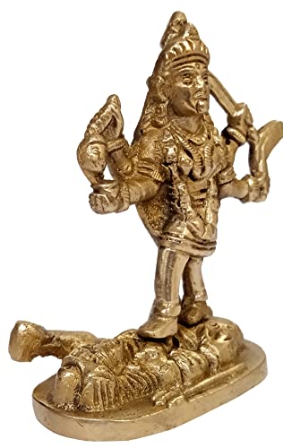 Purpledip Brass Idol Durga (Kali, Parvati, or Adishakti): Rare Collectible Statue (12411A), Gold, M - Image 3